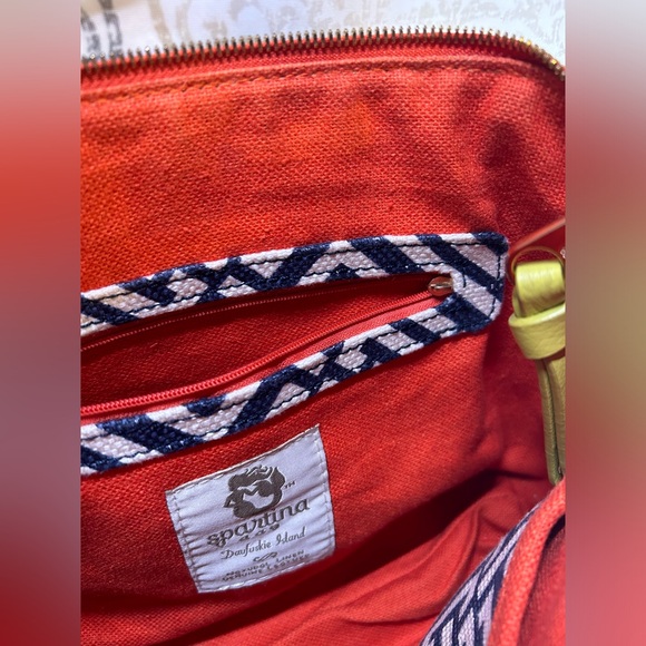 Spartina 449 Haig Point Simple Zip bag. Made of Linen and Leather EUC - Picture 7 of 14